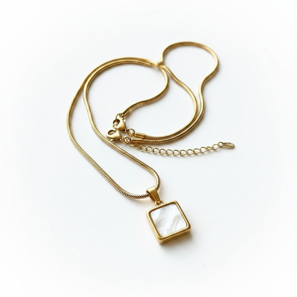 Golden Square Shell Pendant