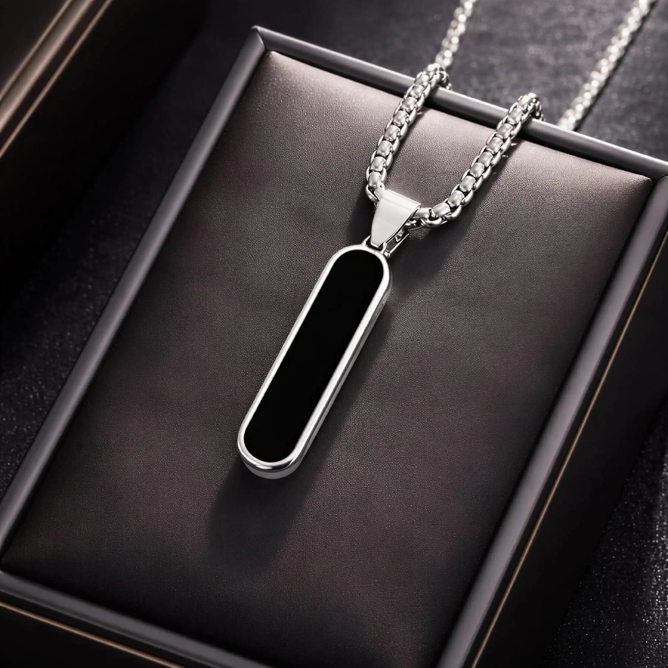 Silver Black Stone Pendant