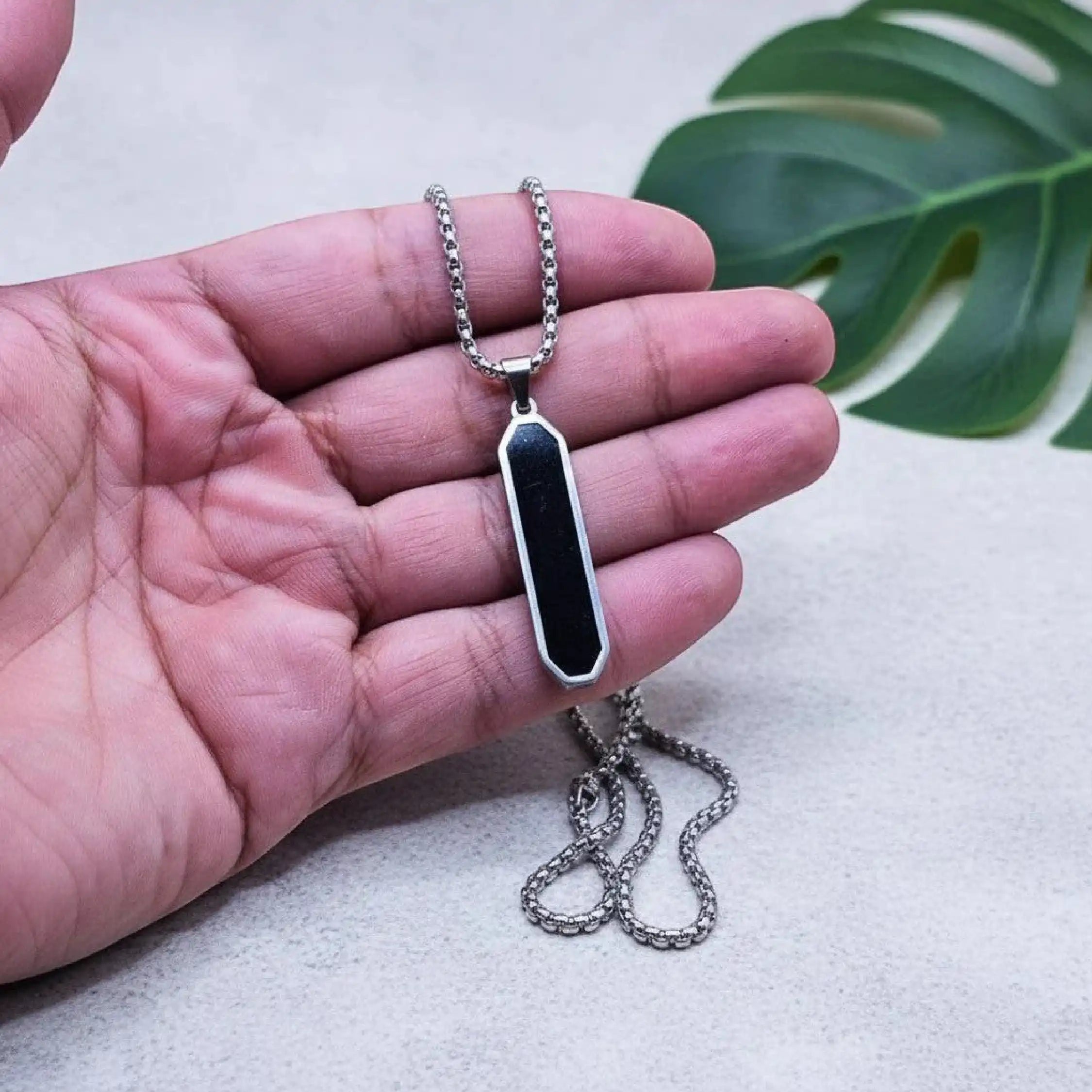 Silver Black Stone Pendant