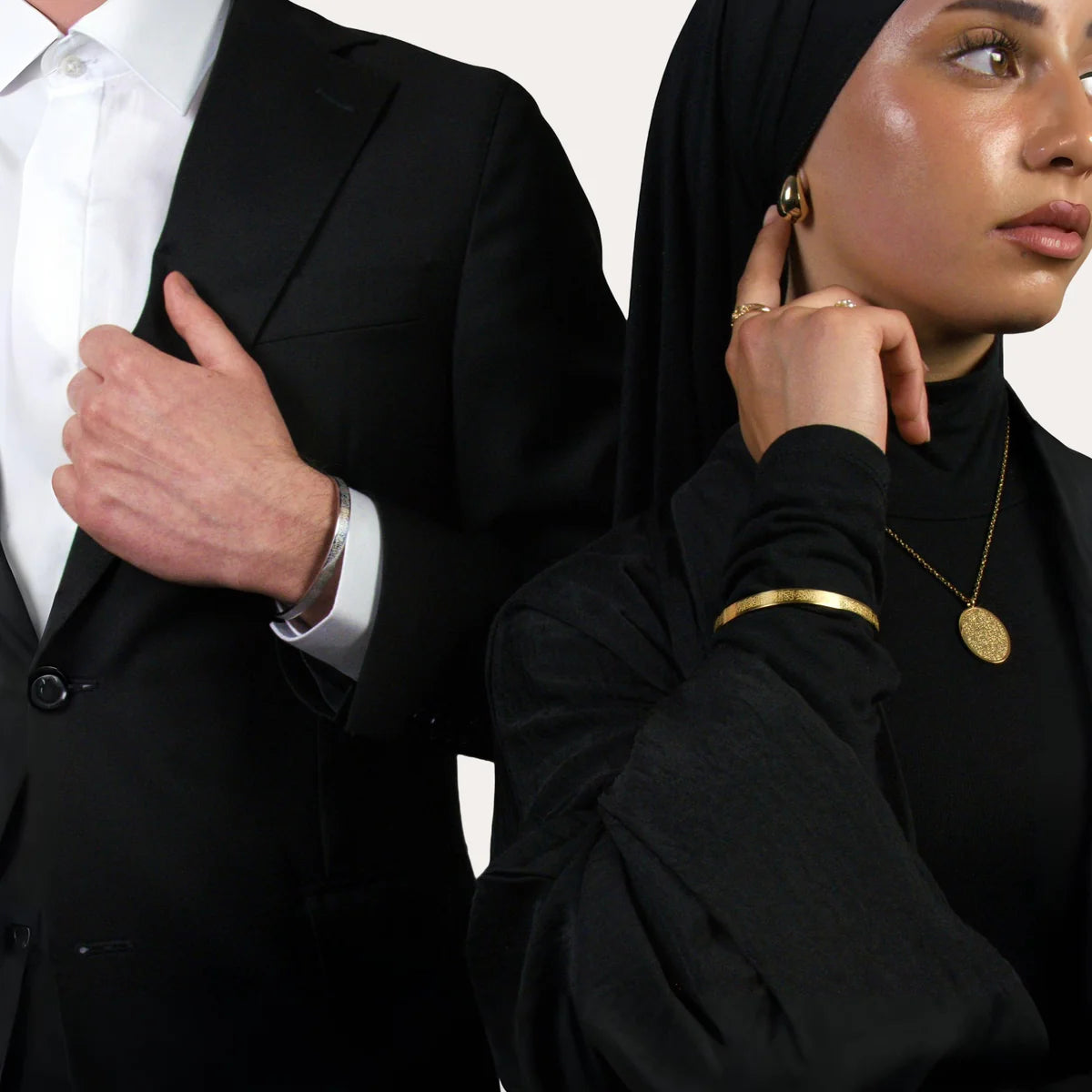 Ayat-ul-Kursi Couple Cuff — Gold & Silver (SET OF 2)