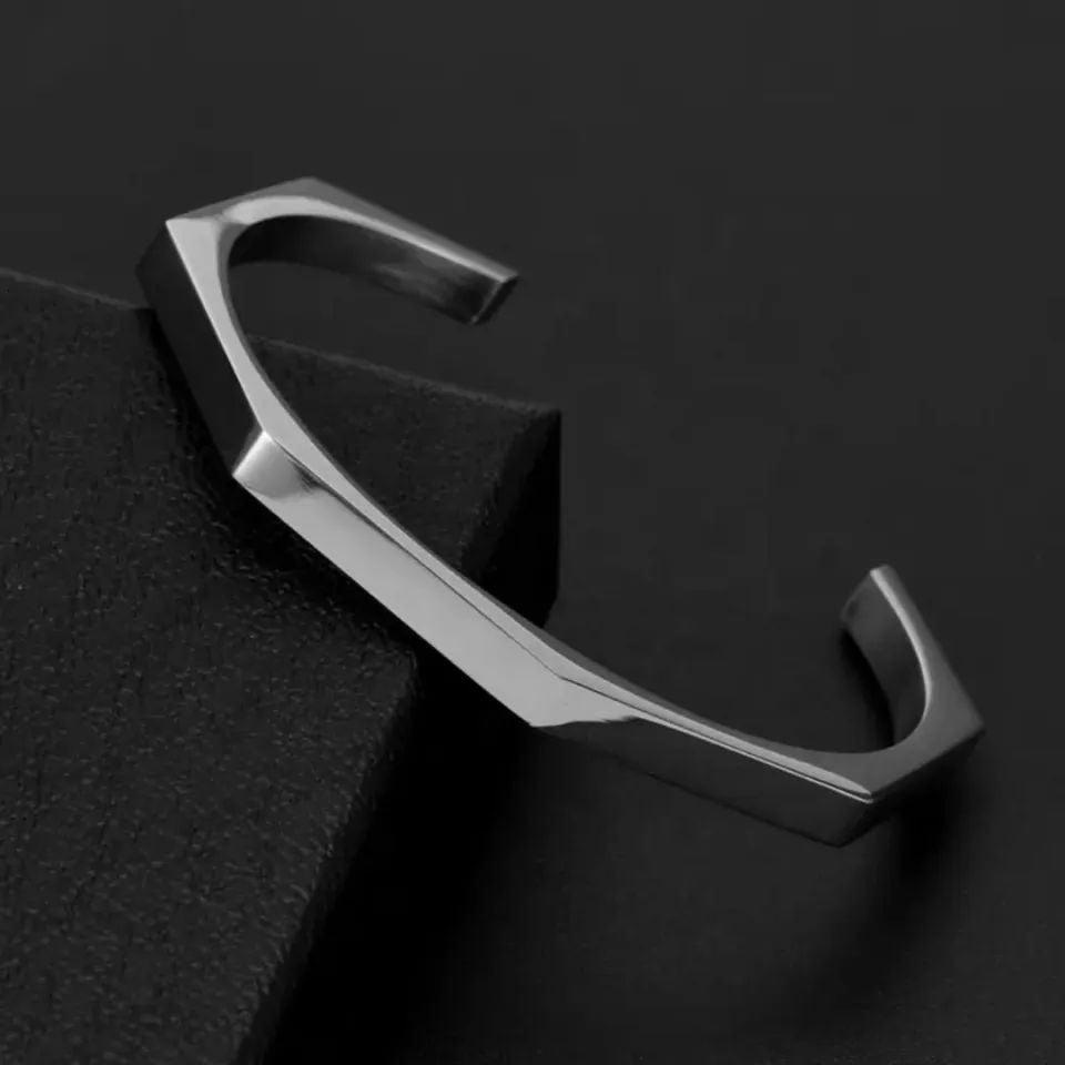 Hezagonal Cuff Bracelet Silver