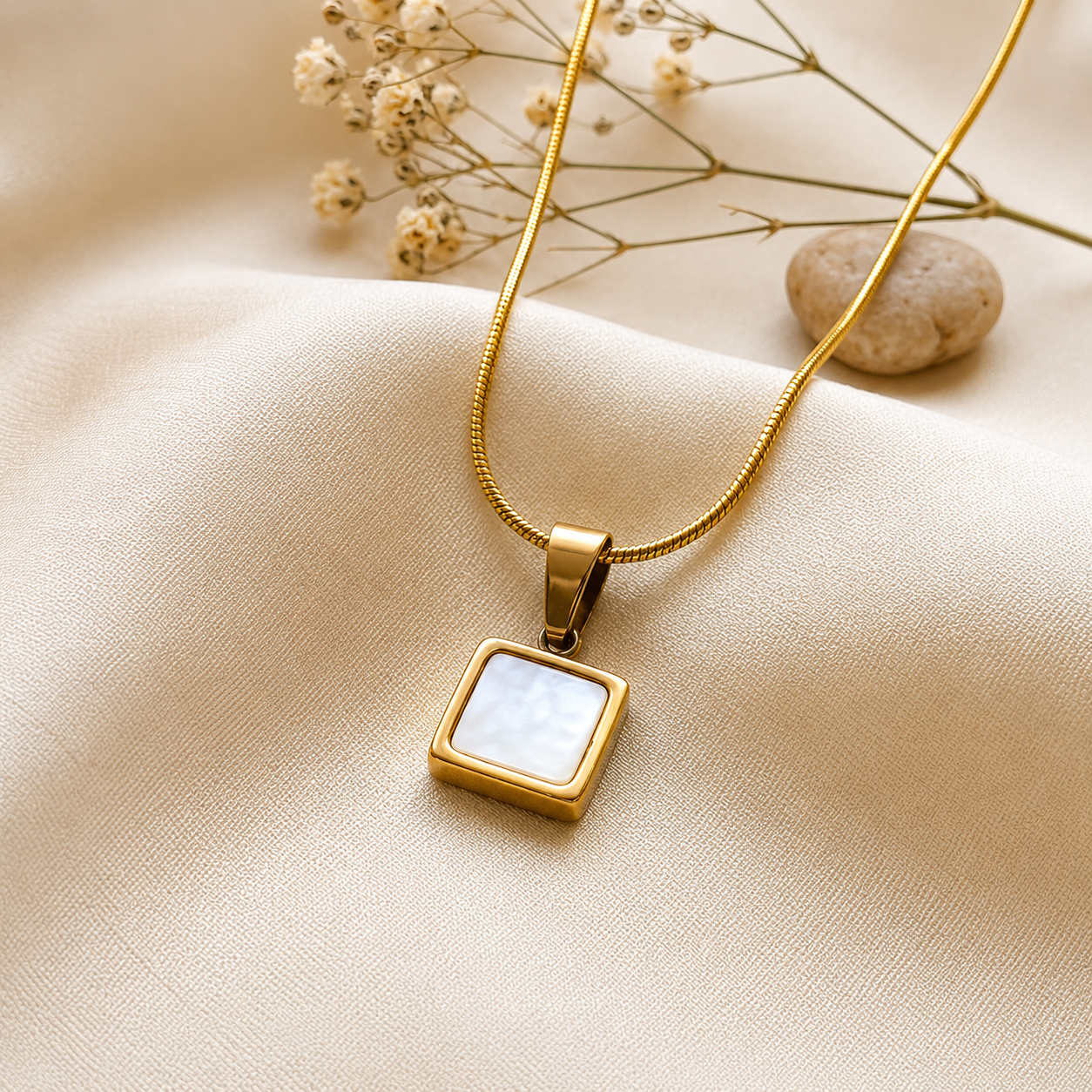 Golden Square Shell Pendant
