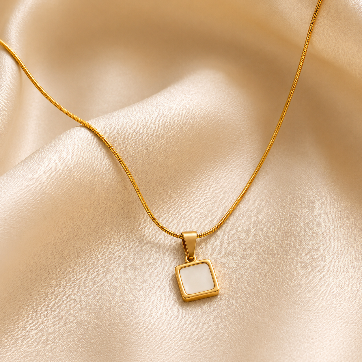 Golden Square Shell Pendant