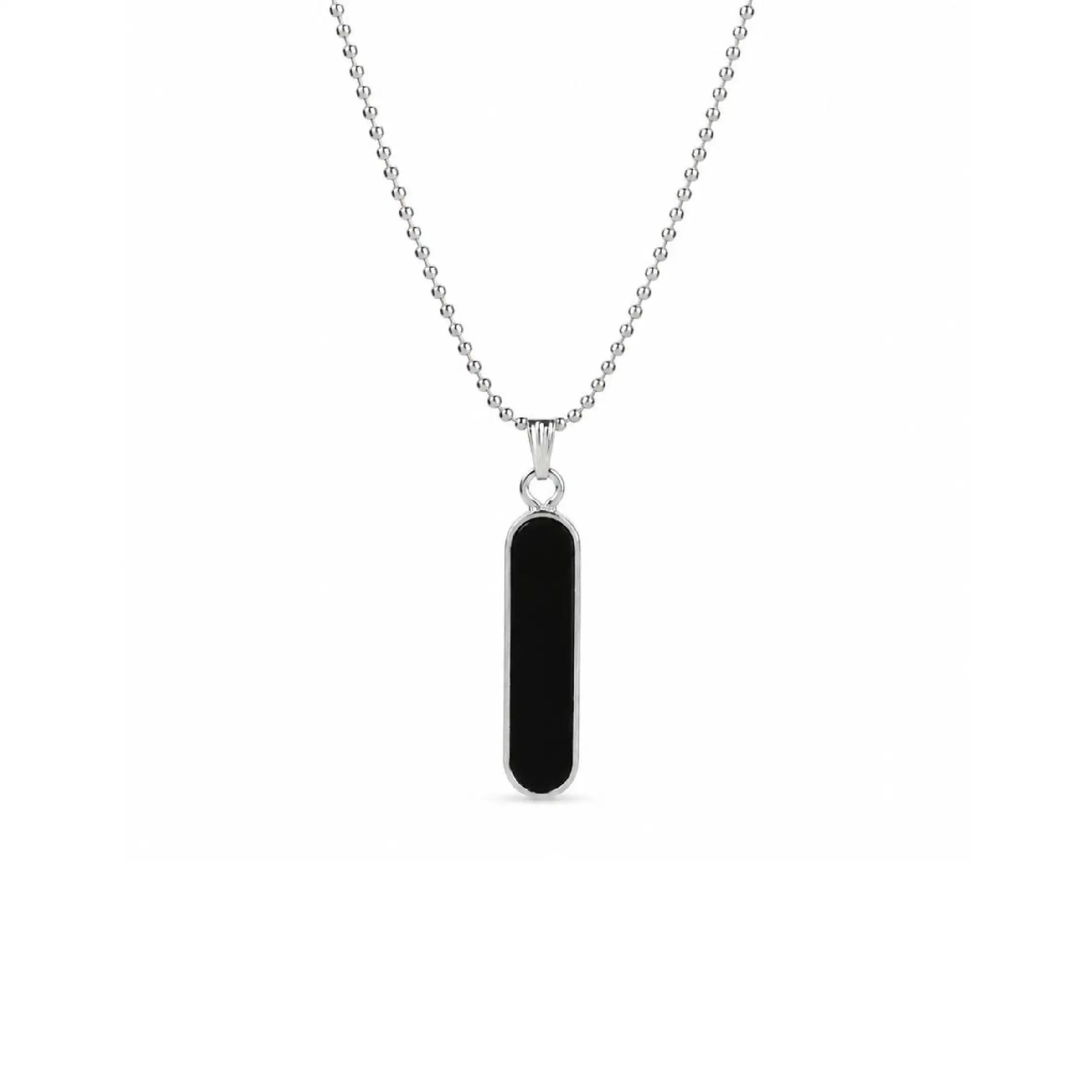 Silver Black Stone Pendant